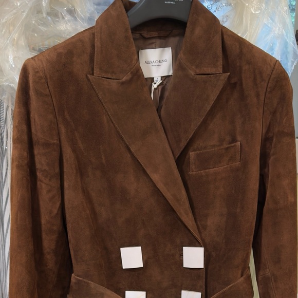 Alexa Chung for Madewell Double-Breasted Blazer Overcoat in Suede - Size 2 - Picture 3 of 8